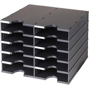 Styro Styro Sortierstation 268-0205  doc Duo, A4, 10 Fächer, 5 Etagen, Kunststoff, schwarz