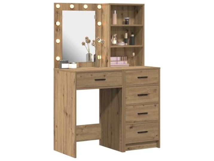 vidaXL Schminktisch 2 pcs Braun 50 x 41 x 135 cm Holzwerkstoff, Eleganter Schminktisch, rechteckiger Stauraum, modernes Licht-Beauty-Station für Dein Schlafzimmer