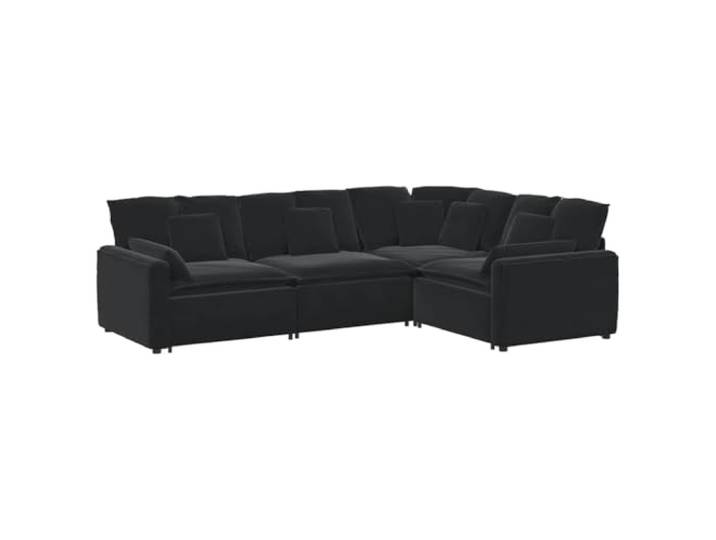 Makastle Modulares Ecksofa mit Kissen Samt Schwarz 317x217