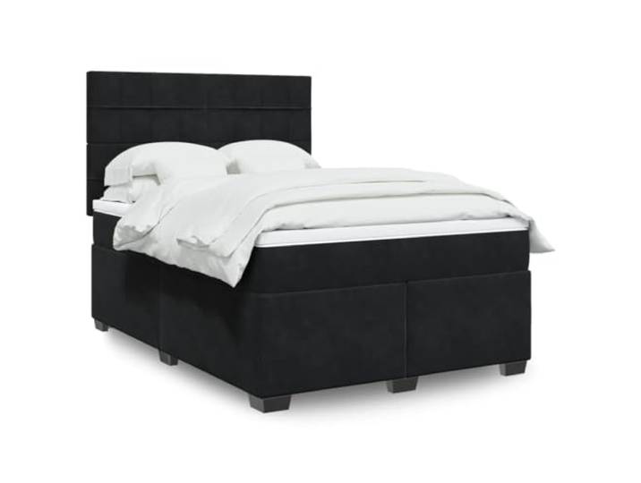 RJPLMFV Lattenrost mit Matratze, Velours, Schwarz, 160 x 200 cm Kopf höhenverstellbar, Taschenfedern, abnehmbarer Matratzenauflage, atmungsaktiver Komfort