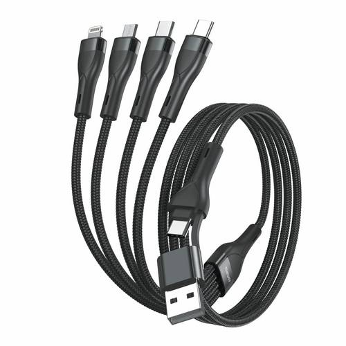 4Smarts USB-Kabel USB-A Stecker, USB-C, USB-Micro-B Stecker, Apple Lightning Stecker 1.2m Schwarz 541023