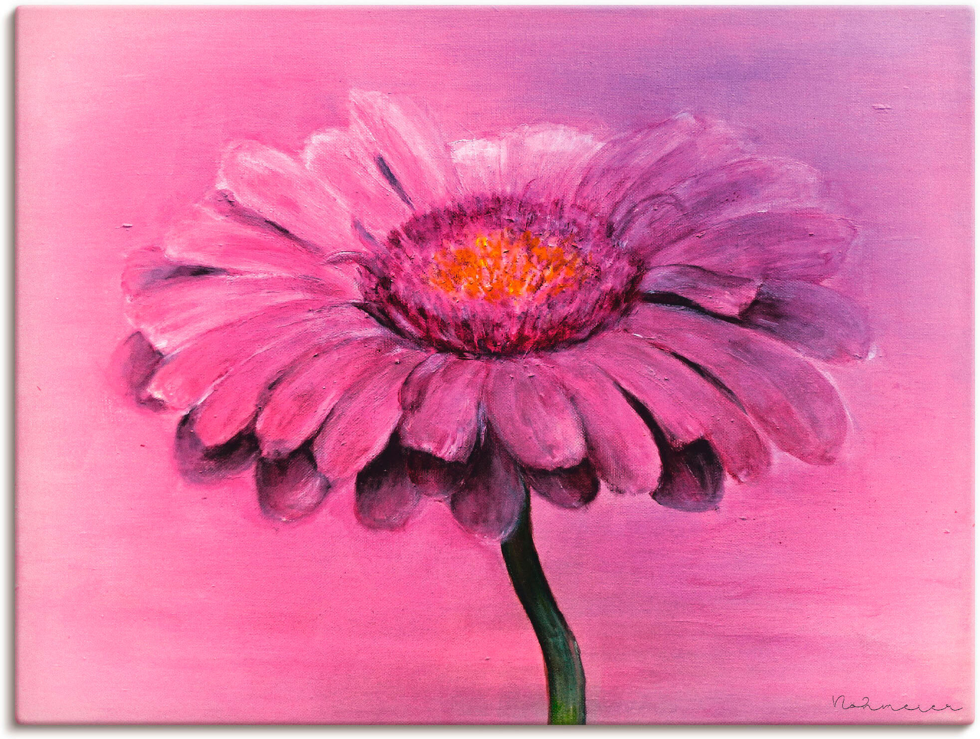 Leinwandbild ARTLAND "Gerbera", pink (farbe bild(er): pink), B:80cm H:60cm, Bilder, Leinwandbild, auf Holzrahmen gespannt farbe bild(er): pink B/H/T: 80cm x 60cm, Leinwandbild Blumen Querformat, 1 Stk.