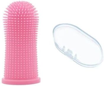 Uplift Treasures Soft Silicone Pet Finger Toothbrush pink