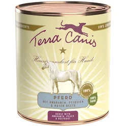 Terra Canis Classic 800g Dose Hundenassfutter 6 x 800 Gramm Pferd mit Amaranth, Pfirsich & roter Beete