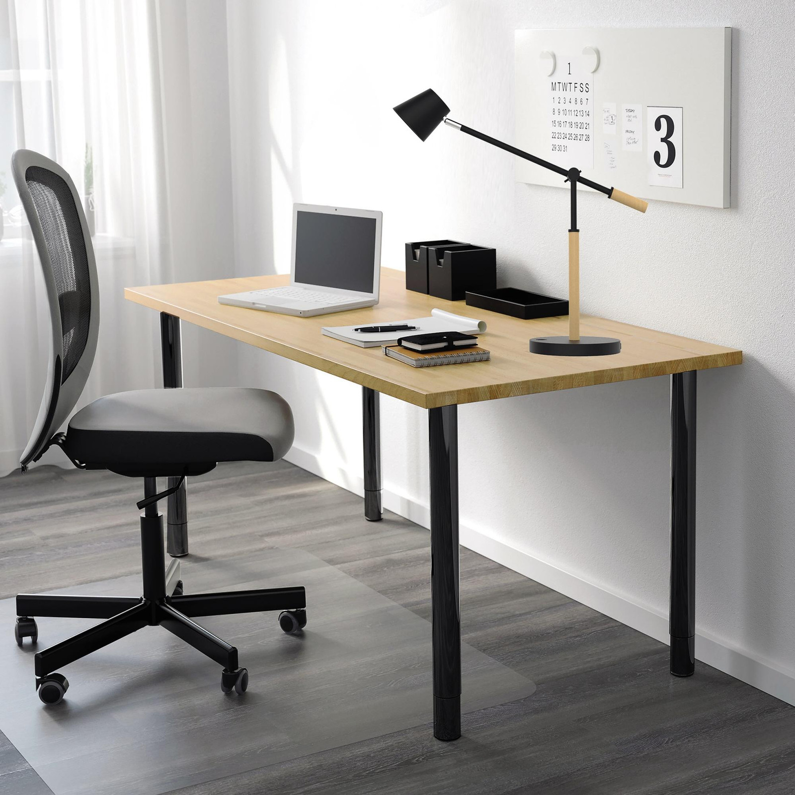 Unilux Vicky LED-tafellamp, zwart-beuken, dimbaar met USB-oplaadfunctie