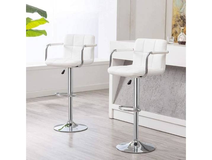 Tabourets de bar blancs OTBESTFJ® - Lot de 2 - Confortables et élégants