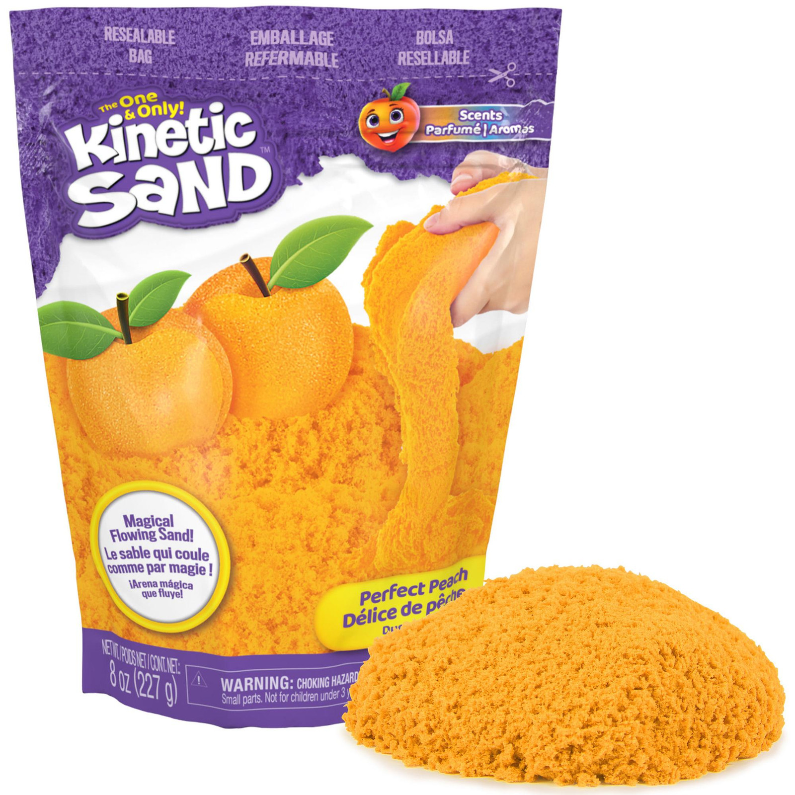 Kinetic Sand Spin Master, Oranje, Perzikgeur, 227 gram