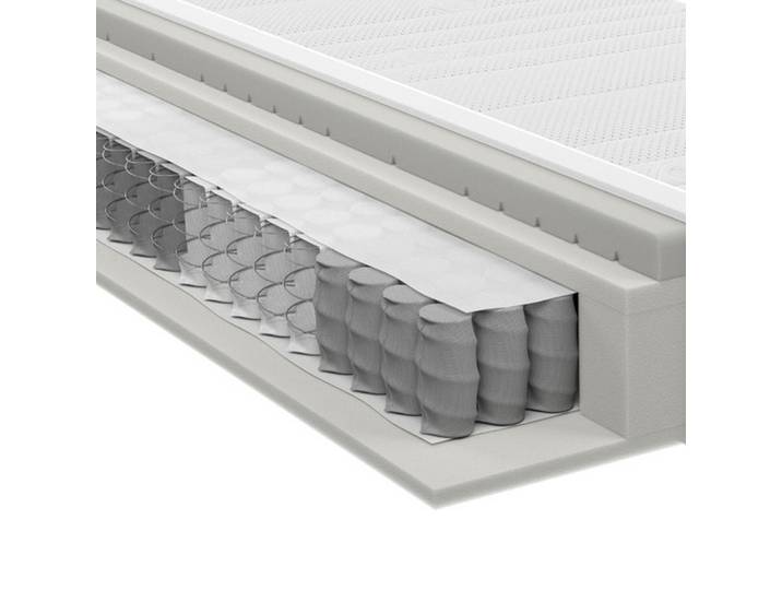 Taschenfederkernmatratze, Weiß, 160x200 cm, Textil, Bezug Abnehmbar/Waschbar, Livetastic