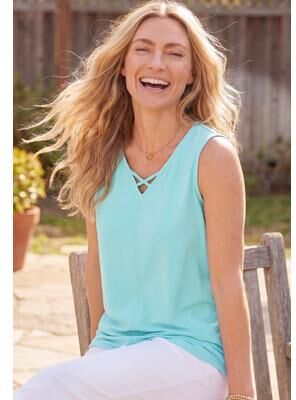 Plus Size Women's Crisscross Timeless Tank by Catherines in Aqua (Size 4X)