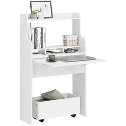 SCHREIBTISCH klappbar mit Aufbewahrungsbox Weiß 64x100,6x63 cm