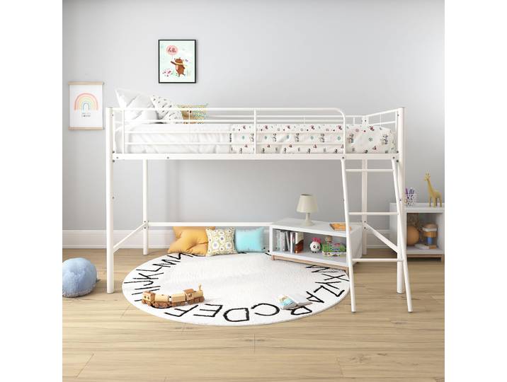 Lit mezzanine Querro 90 x 200cm Blanc/Blanc