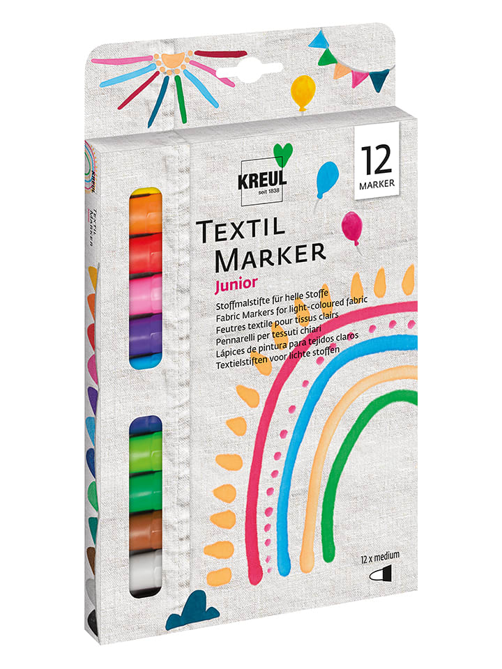 KREUL Textilmarker "Junior" - 12 Stück - ab 3 Jahren - onesize