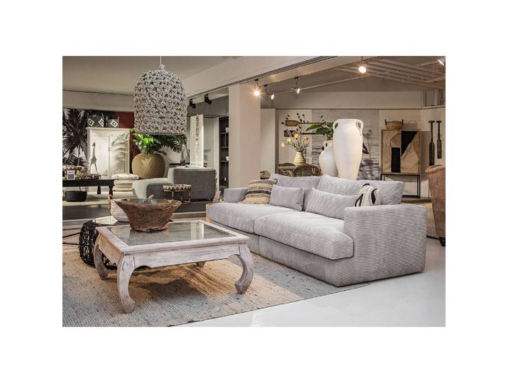 Grand canapé Izumo Gris Velours côtelé Coco 120cm Moderne