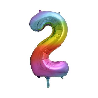 XL Folienballon Zahl 2 bunt regenbogen 85 cm
