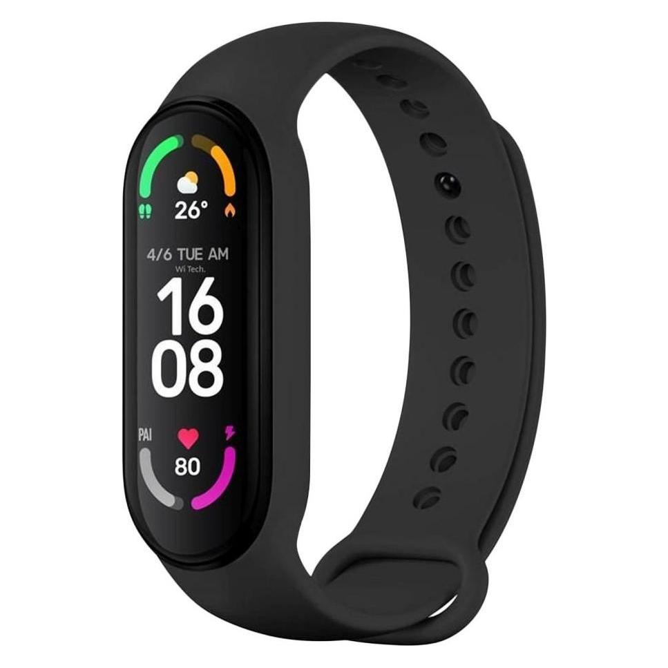 Fixed Silikongurt Xiaomi Band 7/ mi Band 6/ mi Band für 5 intelligente Uhren, schwarz (Silikon) (FIXSSTB-989-BK)
