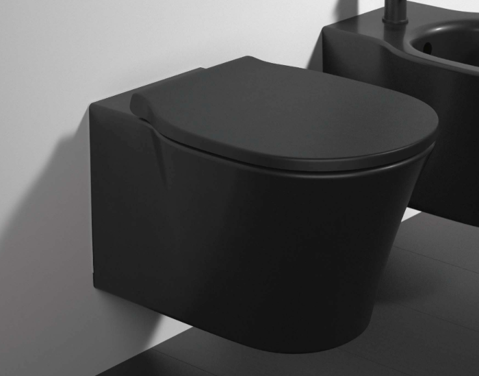 Ideal Standard Air WC mit WC Sitz schwarz matt, WC Komplettsett spülrandlos