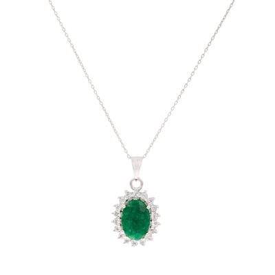 Kette mit Anhänger FIRETTI "Schmuck Geschenk Silber 925 Halsschmuck Halskette Ankerkette", bunt (silberfarben, grün), Halsketten, Damen, Silber 925 (Sterlingsilber), L: 45,5, mit Smaragd (beh.), Topas
