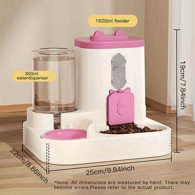 Friendly Fresh Finds Automatic Pet Feeder With Water Dispenser Large Capacity Dog & Cat Food Bowl pink