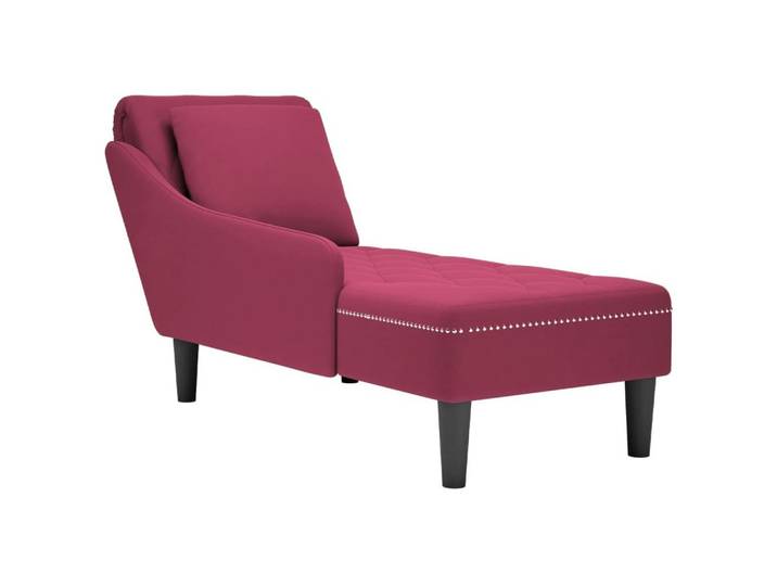 vidaXL Chaiselongue, Chaiselongue mit Kissen und Rechter Armlehne Weinrot Samt