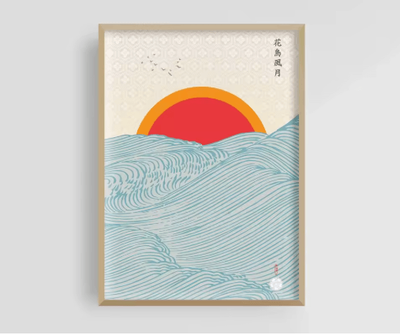 Inspire Picks Hokusai Wave & Mount Fuji Canvas Print Japanese Landscape Wall Decor 3 50x75cm Unframed