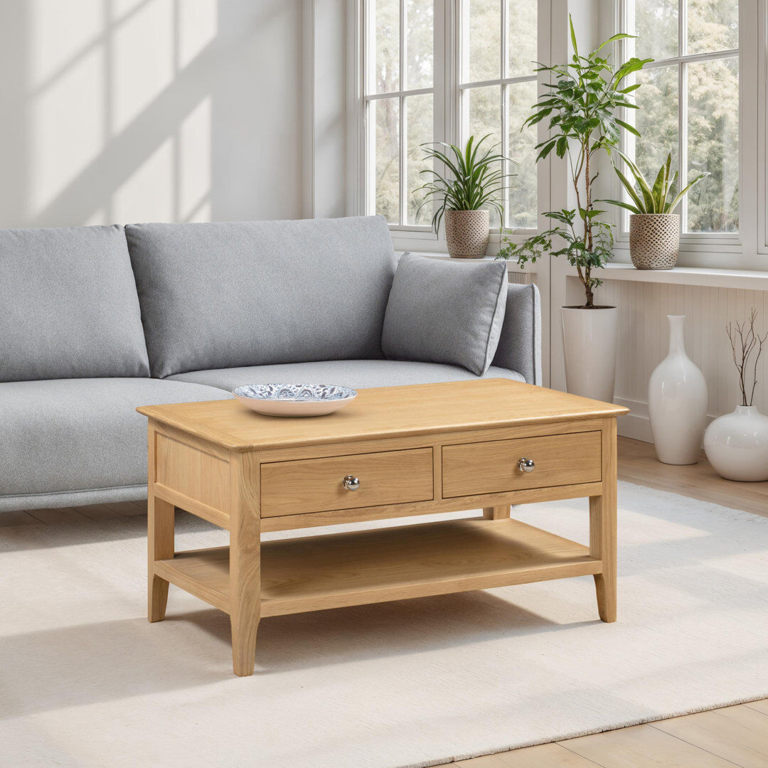 August Grove Mapleview Four Leg Coffee Table with Storage Oak 50cm H X 100cm W X 50cm D