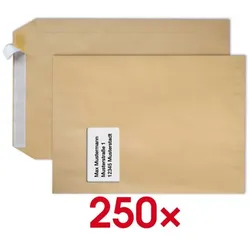 Steinmetz 250 Versandtaschen DIN C4 90 g/m2 mit Fenster braun, 32.4x22.9 cm