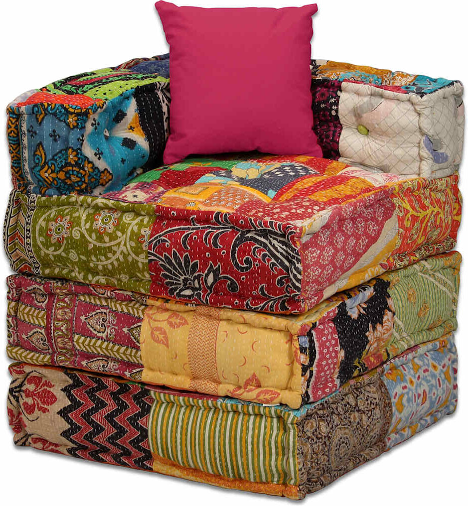 vidaXL Pouf modulaire à 4 places Patchwork Tissu