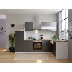 Respekta Winkelküche KBL280WGCG 280 cm Weiß - Grau