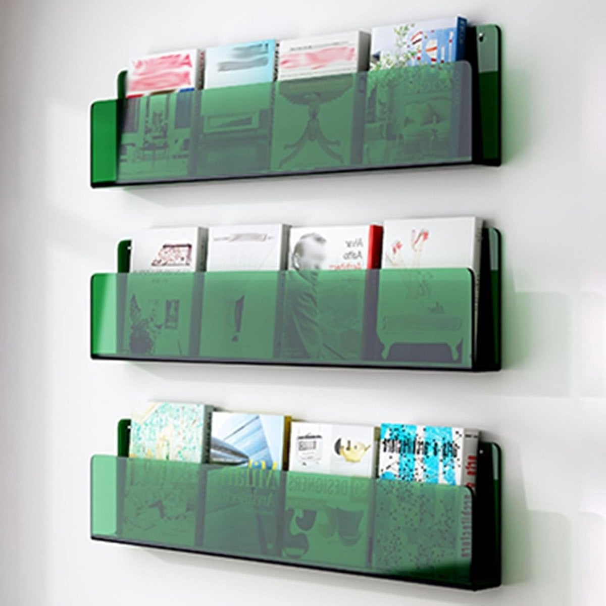 Acryl Tijdschriftenhouder Wandrek Helder Transparant Breedte: 40-120 cm