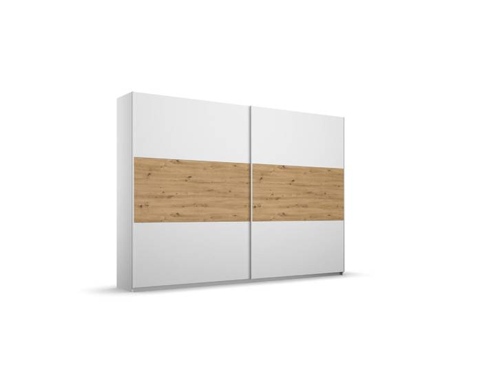Rauch Möbel Schwebetürenschrank, Weiss, Eiche Artisan, Holzwerkstoff, 3 Fächer, 261x210x54 cm, Schlafzimmer, Komplette Schlafzimmer und Serien, Schlafzimmerserie