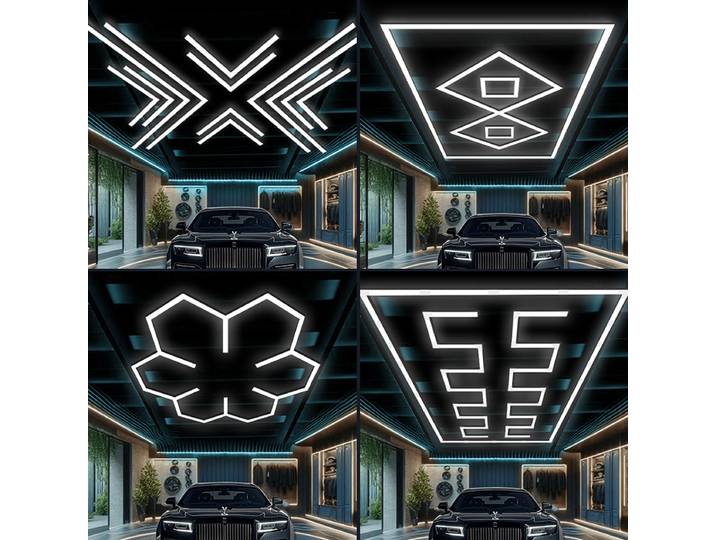 Lumière LED hexagonale AC85-265V pour garage, haute qualité, longue durée de vie, intensité réglable, pour garage/salon de coiffure, lumière en nid d'abeille