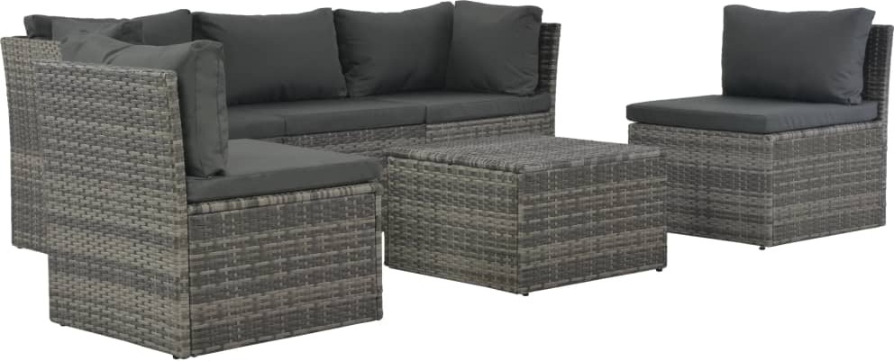 4-teiliges Garten-Lounge-Set aus Polyrattan mit Auflagen Schwarz