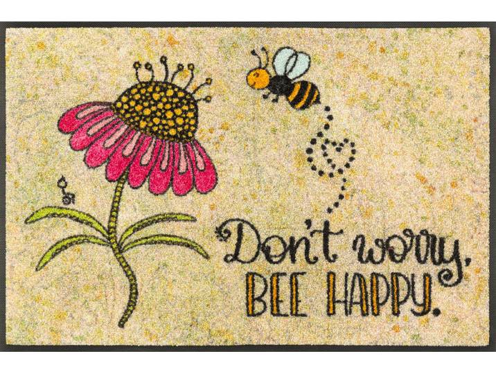 Fussmatte Bee Happy , bunt, B:60cm L:85cm, Polyamid, WASH+DRY BY KLEEN-TEX, Teppiche, Fussmatte