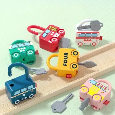 Uplifted Trends Baby Learning Lock With Key Montessori Educational Toy For Number Matching & Sensory Play pink