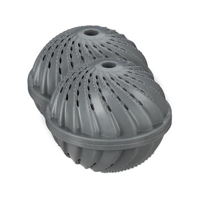 Relaxdays Waschball 2er Set, Waschkugel für Waschmaschine, Waschen ohne Waschmittel, umweltfreundlich, Wäscheball, grau