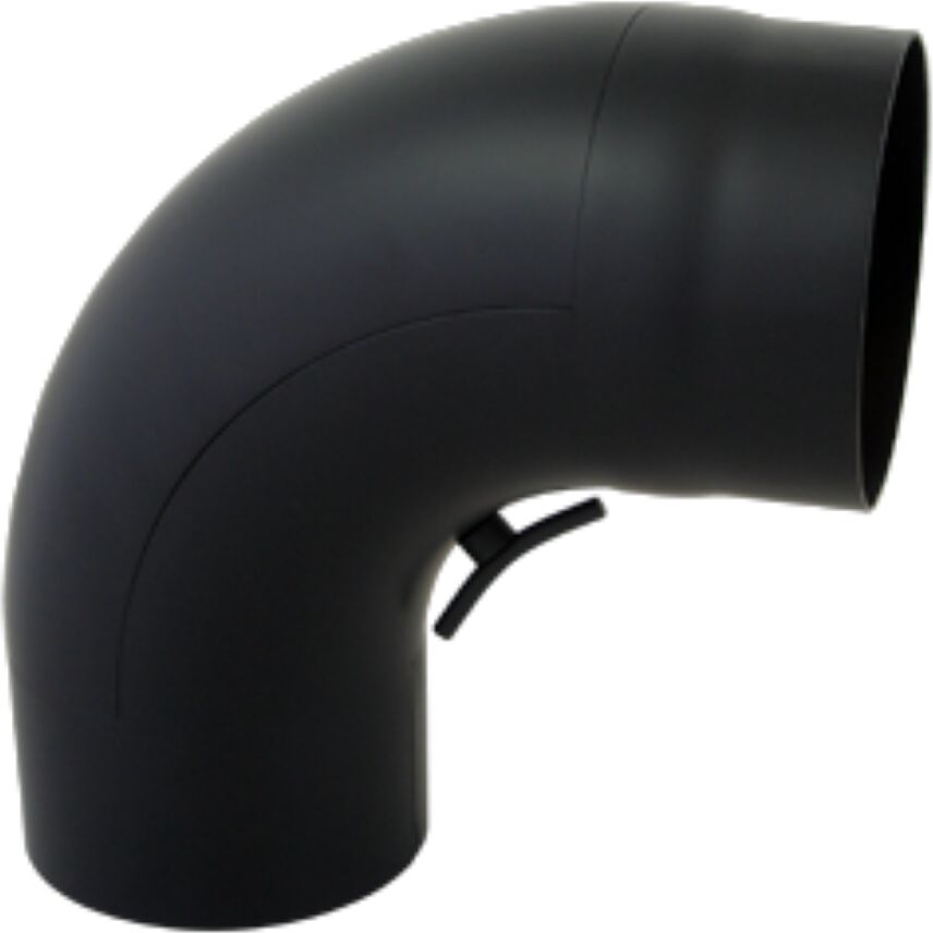 Arc Bertrams 05BG90-150T 90°, Ø 150 x 2 mm, lisse, avec porte, noir