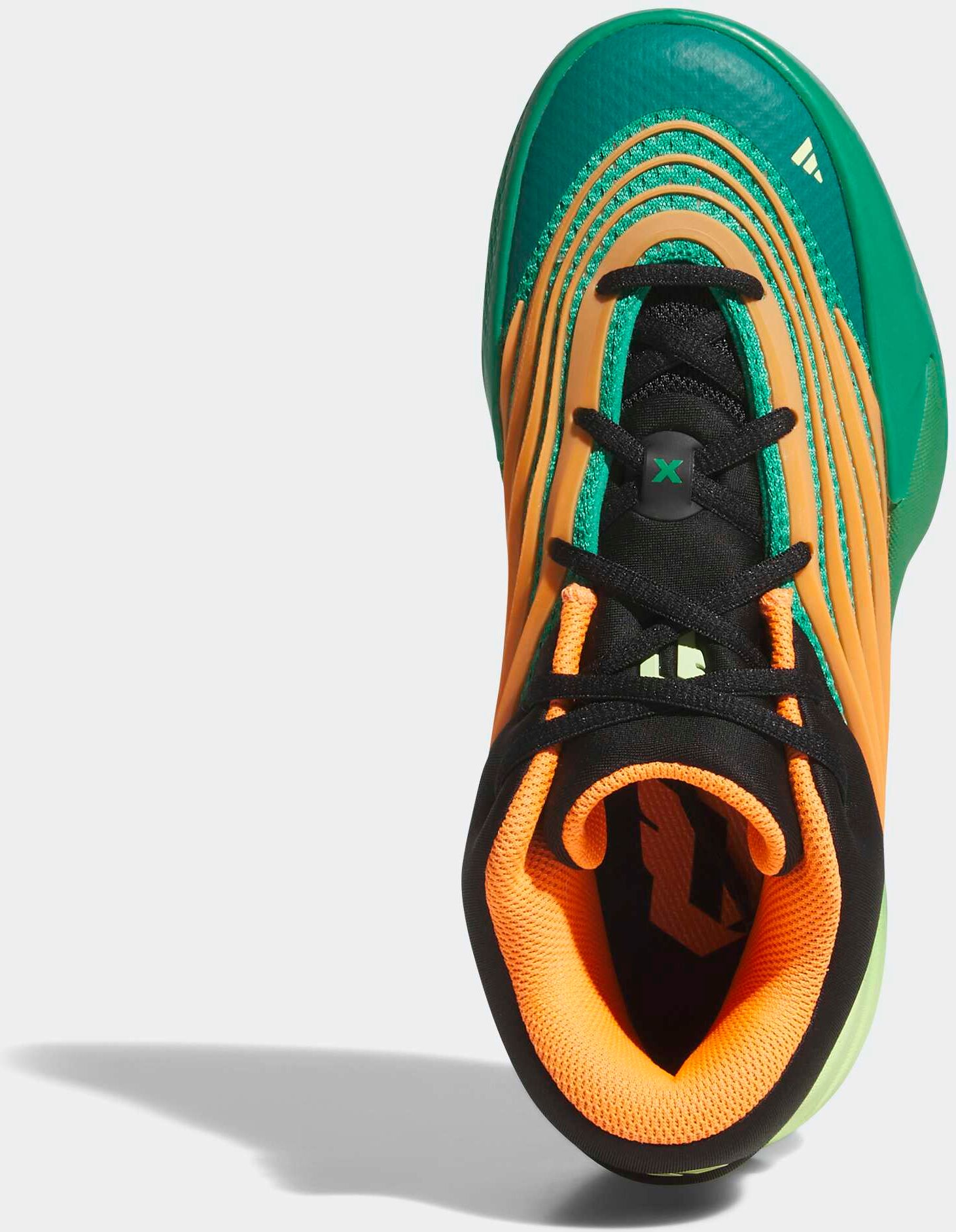 Basketballschuh ADIDAS PERFORMANCE "DAME X J", Kinder, Gr. 36, grün (court grün, lucid orange, frozen lemon), Synthetik, Textil, Schuhe Basketballschuh, pour enfants et adolescents court grün, lucid orange, frozen lemon 36