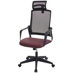 Proregal Bürostuhl | HxBxT 128x64x66 cm | Sitzhöhe 44cm | ergonomisch Kopfstütze | Kunstleder | Bordeaux-Rot | Drehstuhl Schreibtischstuhl