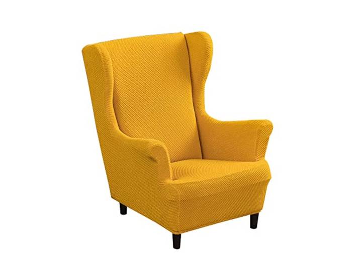 Highdi Enfant Jacquard Housse de Fauteuil à Oreilles Extensible Couverture de Fauteuil\, Couleur Unie Mode Strandmon Housse de Fauteuil Antidérapante\, pour Salon\, Hôtel\, Chambre (Curcuma)