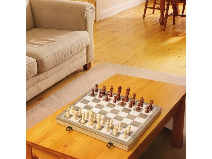 SPORTNOW Set Jeux Pliable Échecs & Dames Noyer Compact