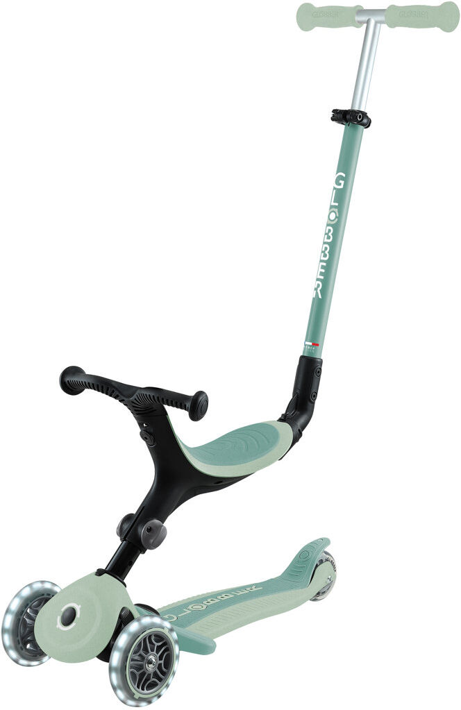Globber Go Up Active Lights 3 in 1 Scooter and Ride-On Green