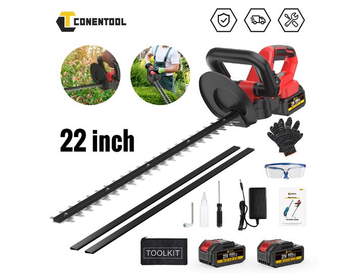 CONENTOOL Tondeuse à haies électrique sans fil 22 pouces (56 cm) portative pour aménagement paysager, compatible avec batterie Makita 18V