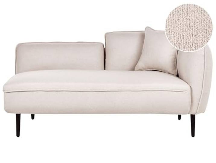 Beliani Rechtsseitige Chaiselongue Hellbeige Bouclé Minimalistisch Stoff, Beige, Gerade, Schaumstoff-Füllung, Wellenfederung, Sitzhöhe 43 cm, Belastbarkeit 300 kg, 138 x 77 x 74 cm