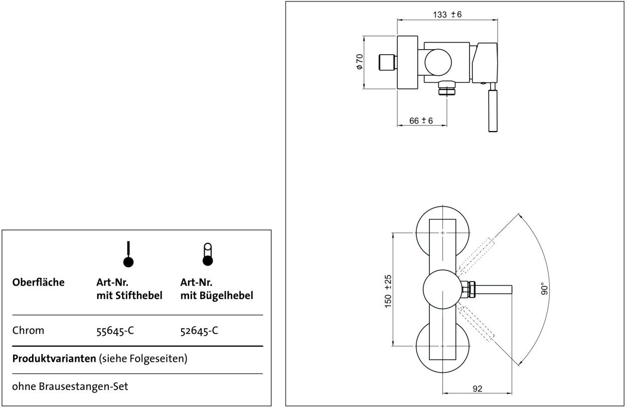 KAJA-Ipuri Einhebel-Brausebatterie, chrom  55610-C