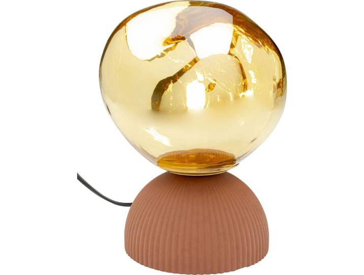 Lampe en verre doré et plâtre marron