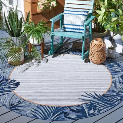 SAFAVIEH Cabana Tulsa Indoor/ Outdoor Tropical Border Rug