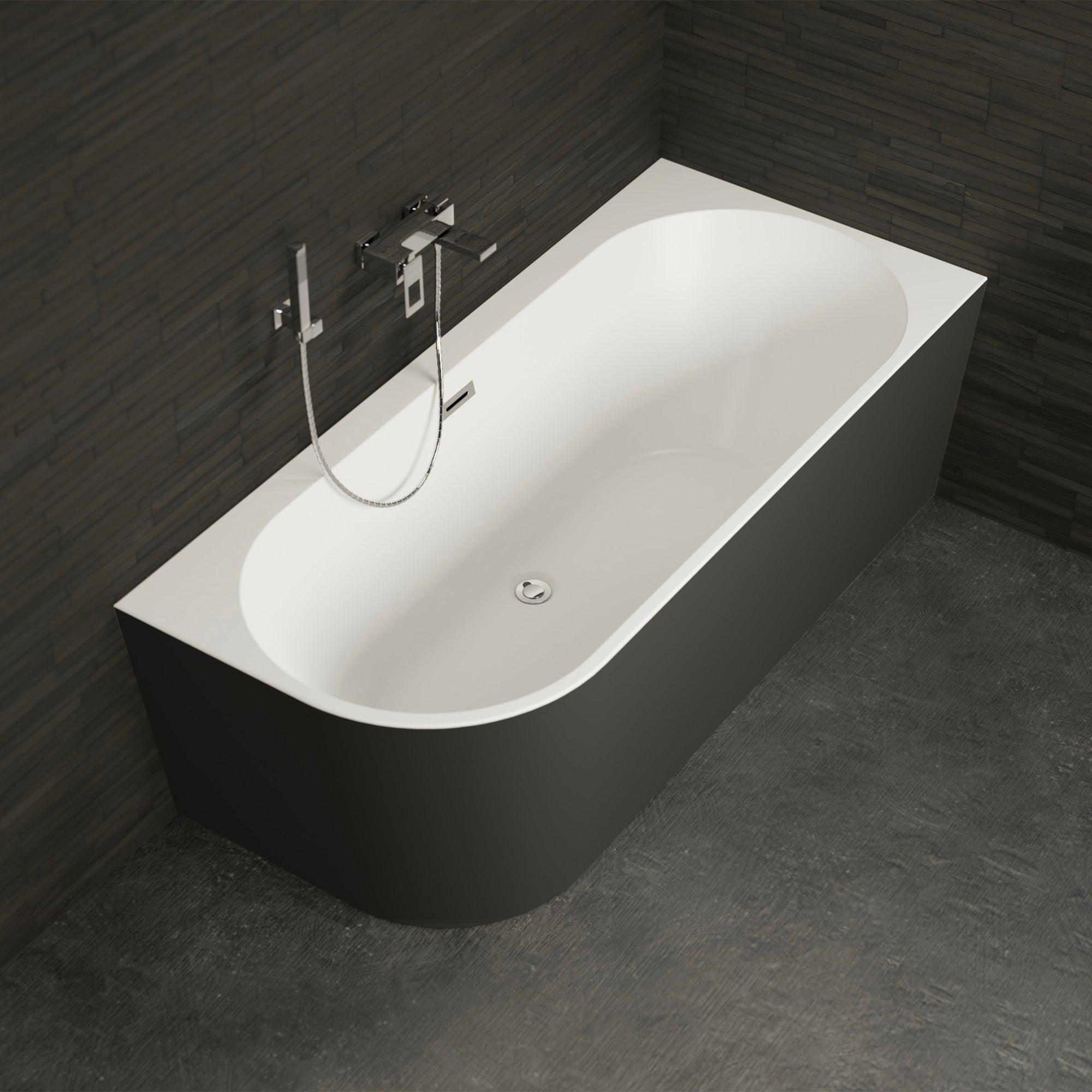 Freistehende Badewanne Capri 170 rechts schwarz 170 x76 x58 cm