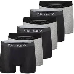 CAMANO Camano Herren Boxershorts, 6er Pack - Comfort Cotton, Unterhosen, Stretch Baumwolle, Größe L in Schwarz Schwarz