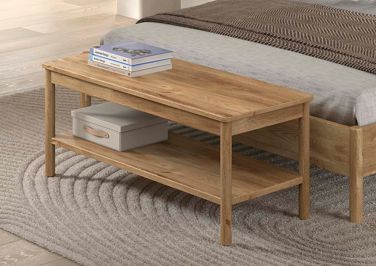 Bettbank VIPACK "Olive, Eiche teilmassiv in zeitlosem Design, universell einsetzbar", braun (eiche natur, eiche natur), B:110cm H:46cm T:46cm, Holz teilmassiv, Sitzbänke, Bettbank, sie kann am Bettende oder auch in der Diele eingesetzt werden eiche natur,