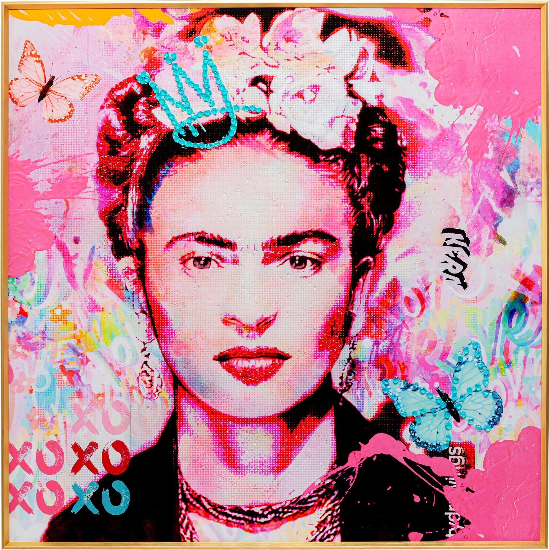 Bild mit Rahmen KARE DESIGN "Gerahmtes Bild La Viva 100x100cm", farbe bild(er): pink, B:100cm H:100cm T:4cm, Glas, MDF, Papier, Bilder, Bild mit Rahmen, verschiedene Motive farbe bild(er): pink B/H/T: 100cm x 100cm x 4cm, quadratisch